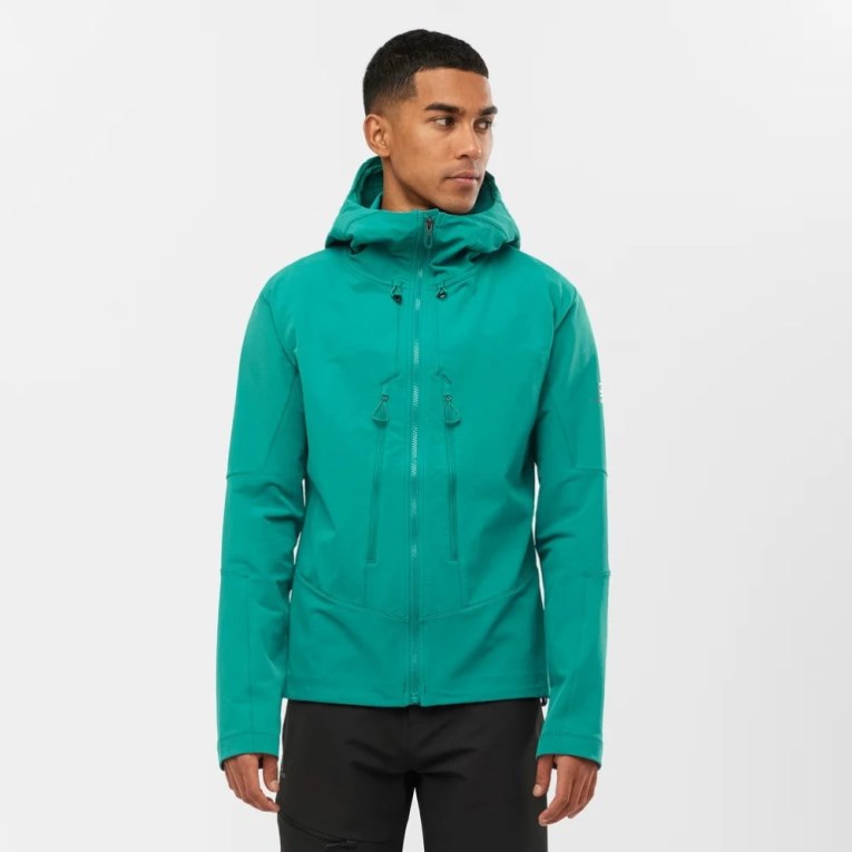 Pánské Bundy Salomon Outpeak Softshell Full Zip Tyrkysové | CZ 94EJKWM